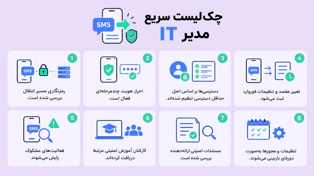 چک لیست امنیت فوروارد پیامک
